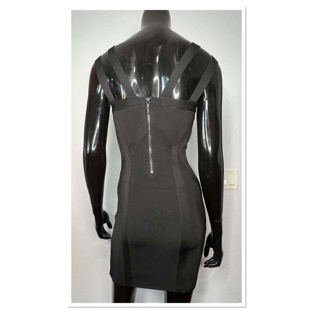 GUESS Multi Strap Club Mirage Party Black V-Neck Stretch Dress Sz S Rayon Blend - Picture 6 of 8